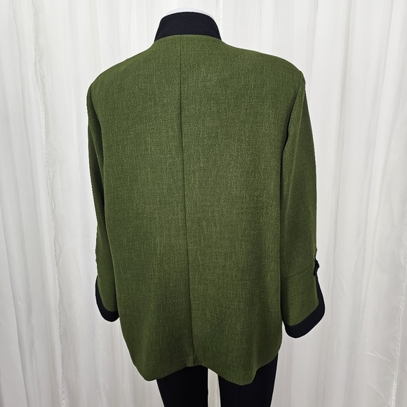 Emmelle vintage asian-inspired jacket green black trim frog buttons medium - Picture 6 of 7